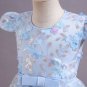 Rsslyn Beautiful Blue Dress with Short Sleeves Puffy Dress Patchwork Flowers and Butterflies