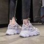 Rsslyn Girls White Shoes Chunky Sneakers Running Sparkles Heels Roses Thick Sole Fashion Mesh