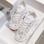 Rsslyn Girls White Shoes Chunky Sneakers Running Sparkles Heels Roses Thick Sole Fashion Mesh