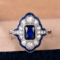 Rsslyn Size 6 Rings for Women Special-interested Design Women's Rings with Blue Cubic Zirconia