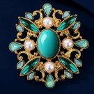 Rsslyn Beautiful Brooch Vintage Baroque Brooch Palace Stylish Costume Jewelry Green Acrylic