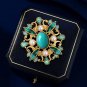 Rsslyn Beautiful Brooch Vintage Baroque Brooch Palace Stylish Costume Jewelry Green Acrylic