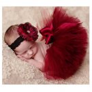 Rsslyn Princess Cranberry Tutu with Vintage Headband Newborn Photography