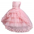 Rsslyn Short Sleeves Girls Pink Dress with Free Tiara Birthday Gift From GrandMa