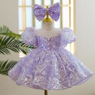 Rsslyn New Lavender Dresses Matching Headband Fashion Dress for Girls Wedding Outfit