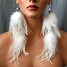Rsslyn Hyperbolic Long Earrings Trendy White Earrings White Feather Fashion Earrings for Women