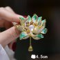 Rsslyn New Green Brooches Luxury Lotus Flower Brooch Scarf Pins and Brooch for Women