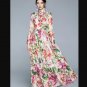 New Floral Maxi Dress for Women's Pink Elegant Ankle Length Dress with Bow tie