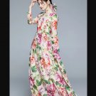 New Floral Maxi Dress for Women's Pink Elegant Ankle Length Dress with Bow tie