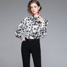 Rsslyn Runway Designer Blouses Luxury Style Blouses Unique Butterfly New Black Tops for Women
