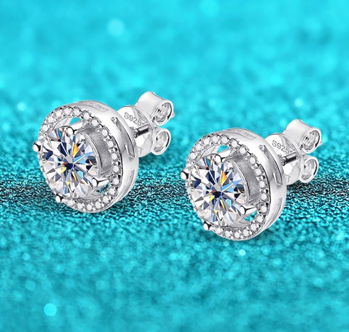Rsslyn Lab Diamond 2CT Moissanite Earrings for Women Wedding Jewelry Gift Same Quality As Kay Jewel