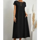 Rsslyn Lightweight Spring Outfit Black Linen Dress for Summer Linen Dresses