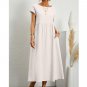 Rsslyn Casual Linen Dresses New Vintage Solid Midi Dress Casual Short Sleeve Cotton and Linen