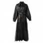 Rsslyn Fashion Jacket High-Quality Black Leather Jackets for Women with Mesh Skirt