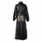 Rsslyn Fashion Jacket High-Quality Black Leather Jackets for Women with Mesh Skirt