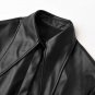 Rsslyn Black Leather Jacket with Mesh Loose Fit Black Mesh Big Size Long Pu Leather Jacket New Lapel
