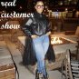 Rsslyn Black Leather Jacket with Mesh Loose Fit Black Mesh Big Size Long Pu Leather Jacket New Lapel