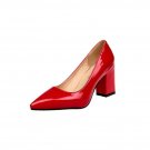 Rsslyn On-Hand Shoes for Women Red Pointy Shoes Chunky High Heels Shallow Mouth Shoes