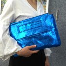 Rsslyn Dual Metallic Blue Handbags Leather Bags for Women Fashion Envelope Party Clutch