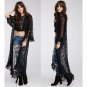 Rsslyn New Arrival Long Perspective Cardigan Kimono Loose Tassels Shawl Beach Black Open Dress