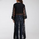 Rsslyn  New Arrival Long Perspective Cardigan Kimono Loose Tassels Shawl Beach Black Open Dress