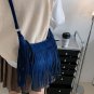 Rsslyn Bag with Fringe Blue Frosted PU Leather Tassel Fringe Bags Vintage Fashion Designer Bag