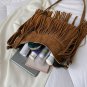Rsslyn Bag with Fringe Blue Frosted PU Leather Tassel Fringe Bags Vintage Fashion Designer Bag