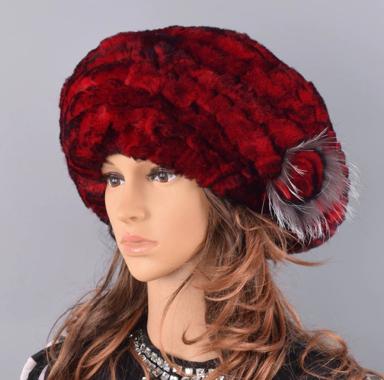 Rsslyn Beautiful Red Berets Caps for Women Winter rabbit fur Hat Casual Warm Winter Hats