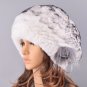 Rsslyn White Winter Hats Knitted 100% Natural Real Rex Rabbit Fur Beret Caps Ladies