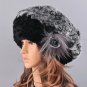 Rsslyn White Winter Hats Knitted 100% Natural Real Rex Rabbit Fur Beret Caps Ladies