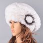 Rsslyn White Winter Hats Knitted 100% Natural Real Rex Rabbit Fur Beret Caps Ladies