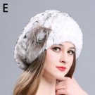 Rsslyn White Winter Hats Knitted 100% Natural Real Rex Rabbit Fur Beret Caps Ladies