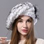 Rsslyn White Winter Hats Knitted 100% Natural Real Rex Rabbit Fur Beret Caps Ladies