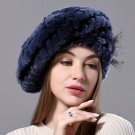 Rsslyn Navy Blue Berets New Mink Luxury Berets for Women Winter Hats Berets Navy Blue Mink Fur Hats