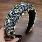 Rsslyn Blue Headbands Gorgeous Baroque Hair Jewelry Bohemian Padded Crystal Crown Headbands