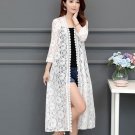 Rsslyn White Kimono White Lace Cardigan Mid-length Summer Mesh Shawl Loose Over-the-knee