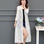 Rsslyn White Kimono White Lace Cardigan Mid-length Summer Mesh Shawl Loose Over-the-knee