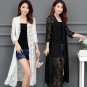 Rsslyn White Kimono White Lace Cardigan Mid-length Summer Mesh Shawl Loose Over-the-knee