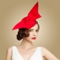 Rsslyn Luxury Red Wool Felt Red Women Church Hats For Wedding Fascinator