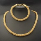 Rsslyn 2pcs/SET Stainless Steel Simple Jewelry Silver & Gold Color Necklace and Bracelet Set