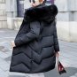 Rsslyn White Parka with White Fur Collar Detachable Collar Hooded Down Cotton Padded Parka