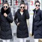 Rsslyn White Parka with White Fur Collar Detachable Collar Hooded Down Cotton Padded Parka