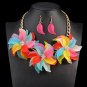Yellow Bib Necklace Statement Floral Summer Necklace Floral Fashion Necklace Acrylic Material