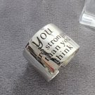 Rsslyn Silver Rings "You Are Stronger Than You Think" Resizable Platinum Plating Ladies Ring Unisex