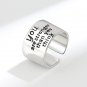 Rsslyn Silver Rings "You Are Stronger Than You Think" Resizable Platinum Plating Ladies Ring Unisex