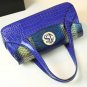 Rsslyn Luxury Blue Bags Genuine Leather Women's Bag Luxury Fashion Snake Pattern Blue Totes