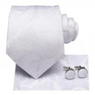 Rsslyn 3pcs/SET White Neck Tie New Men's Ties Hanky Cufflinks Set Silk Neck ties For Men
