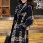 Rsslyn Navy Blue Blazers Tweed Women's High Quality Fashion Medium Long Thick Woolen Coat