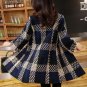 Rsslyn Navy Blue Blazers Tweed Women's High Quality Fashion Medium Long Thick Woolen Coat