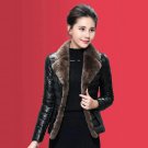 RssLyn TF Black Jacket Women Faux Fur Coat Leather Short Leather Jacket Cotton Down Short Leather